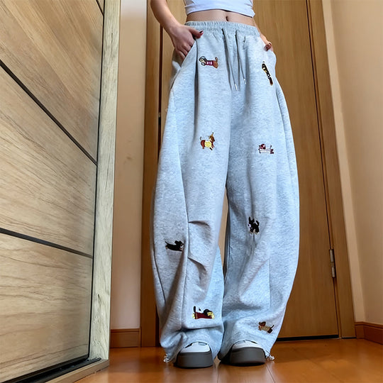 👖Bestickte Jogginghose mit Baggy-Passform und Kordelzug🐕‍🦺🚀Versandkostenfrei