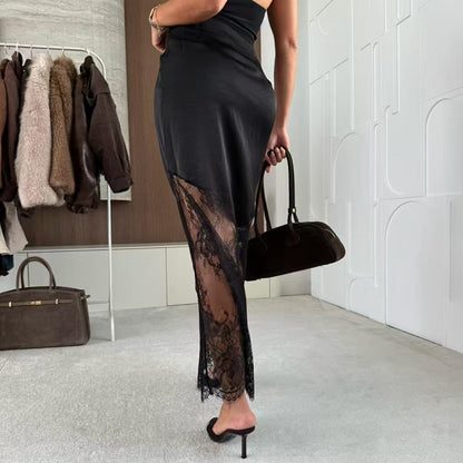 Damen eleganter langer Rock mit Spitze