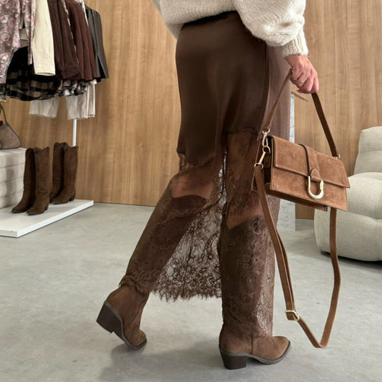 Damen eleganter langer Rock mit Spitze