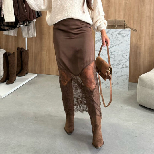 Damen eleganter langer Rock mit Spitze