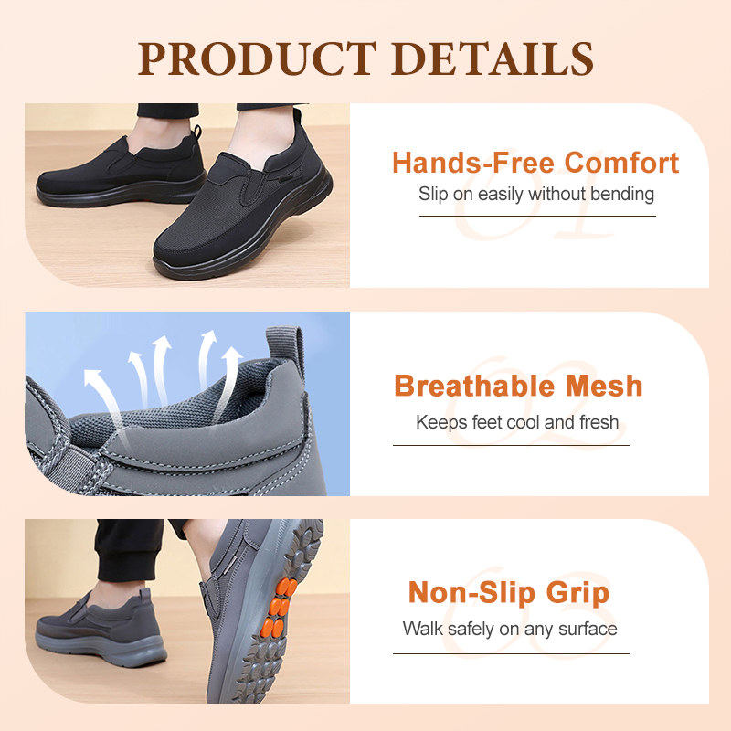 👟 50% RABATT JETZT! ✨ Herren Orthopädische Atmungsaktive Slipper-Sneakers - Fußgewölbe Unterstützung mit Memory-Schaum Einlegesohlen für Ganzägigen Komfort 🏃‍♂️💨