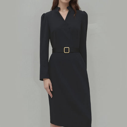 💖Black-Friday-Mega-Angebot – 50 % Rabatt!💃Damen Elegantes V-Ausschnitt Schmales Kleid