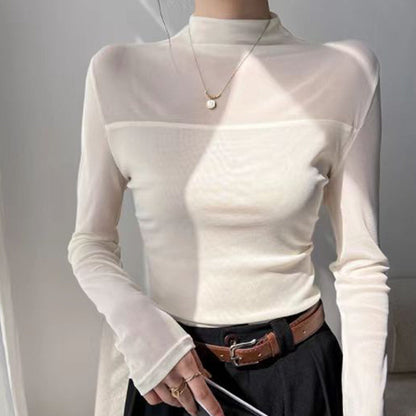 ✨ LETZTER TAG VERKAUF 50% RABATT ✨Damen Mock-Neck Mesh Top