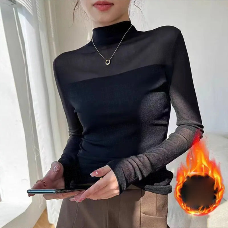 ✨ LETZTER TAG VERKAUF 50% RABATT ✨Damen Mock-Neck Mesh Top