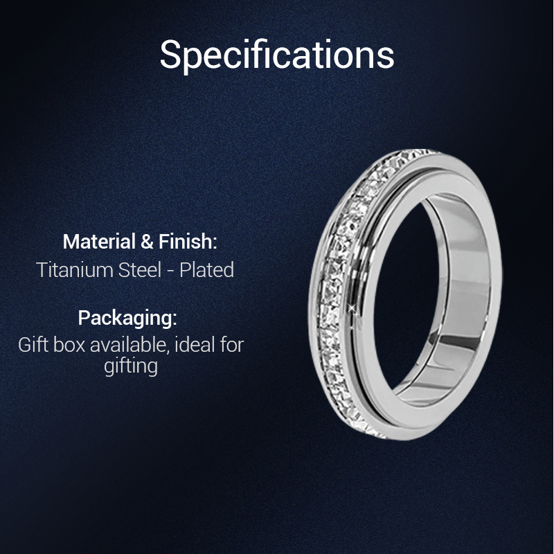 💖Drehbarer Spinner-Ring aus Titanstahl mit Zirkonia