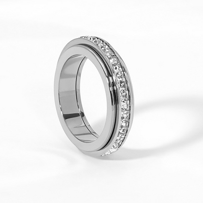 💖Drehbarer Spinner-Ring aus Titanstahl mit Zirkonia