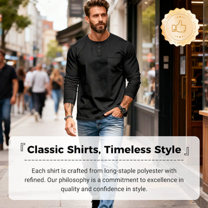 Men’s Slim Fit Henley Long Sleeve T-Shirt