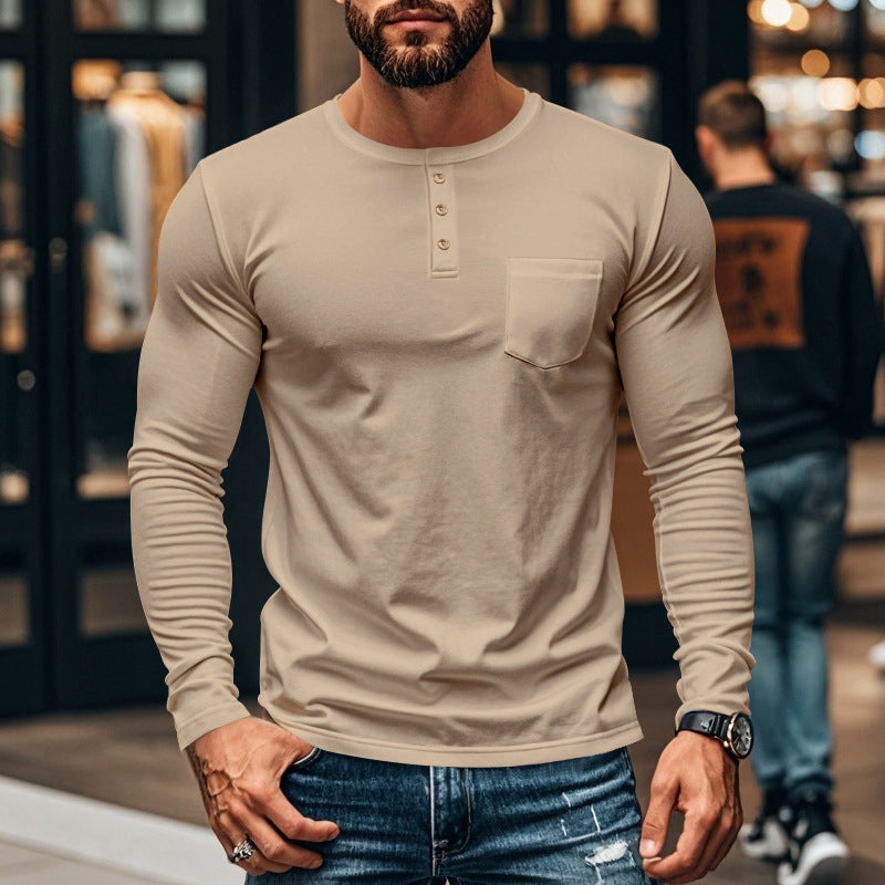 Men’s Slim Fit Henley Long Sleeve T-Shirt