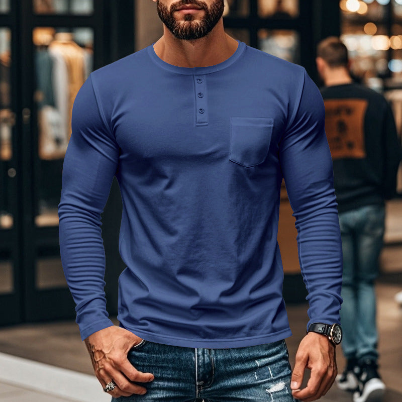 Men’s Slim Fit Henley Long Sleeve T-Shirt