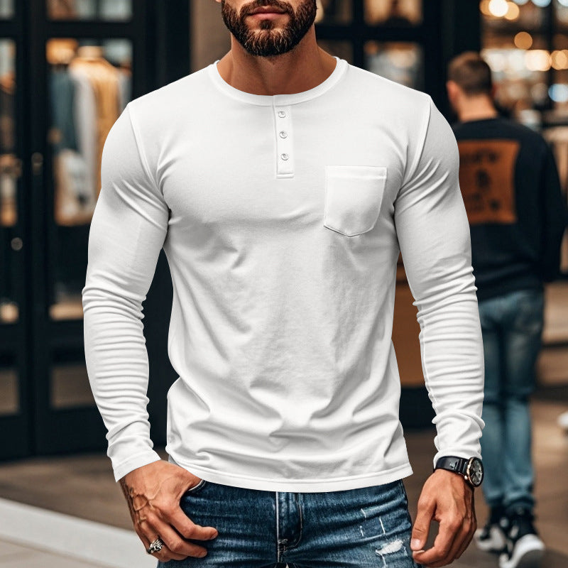 Men’s Slim Fit Henley Long Sleeve T-Shirt