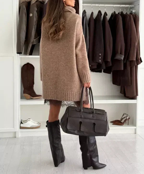 ❄️Hot Sale 50% OFF!!⚡Turtleneck Sweater Mini Dress Set