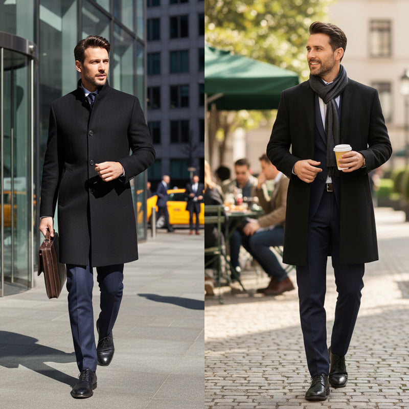 🎉Neujahr 2026: 50 % Rabatt🎉Herren warmer Mantel in Mittellänge mit Stehkragen