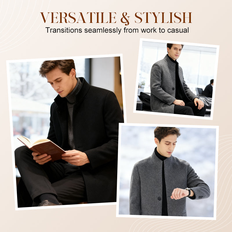 🎉Neujahr 2026: 50 % Rabatt🎉Herren warmer Mantel in Mittellänge mit Stehkragen