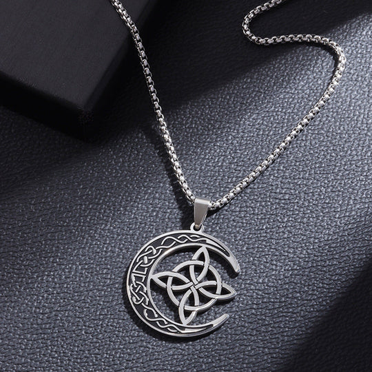 🔥50% Rabatt! 🎉 Celtic Moon Anhänger Halskette – Feines Sterling Silber, Mystisches Design &amp; Hochglanz Finish 🌙✨📦