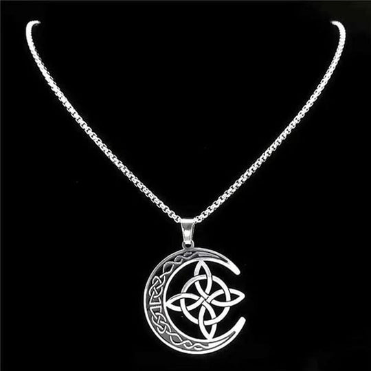 🔥50% Rabatt! 🎉 Celtic Moon Anhänger Halskette – Feines Sterling Silber, Mystisches Design &amp; Hochglanz Finish 🌙✨📦