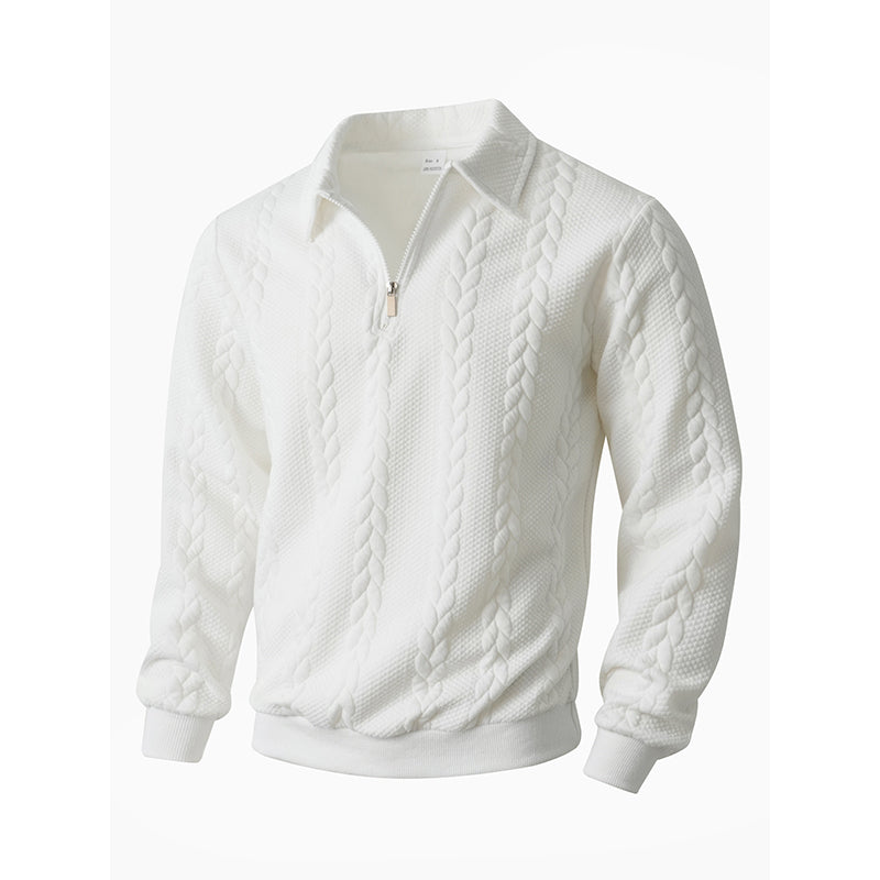 🔥Neuheiten-Angebot – Lässiger Herrenpullover mit halbem Reißverschluss und Zopfmuster