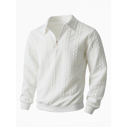 🔥Neuheiten-Angebot – Lässiger Herrenpullover mit halbem Reißverschluss und Zopfmuster