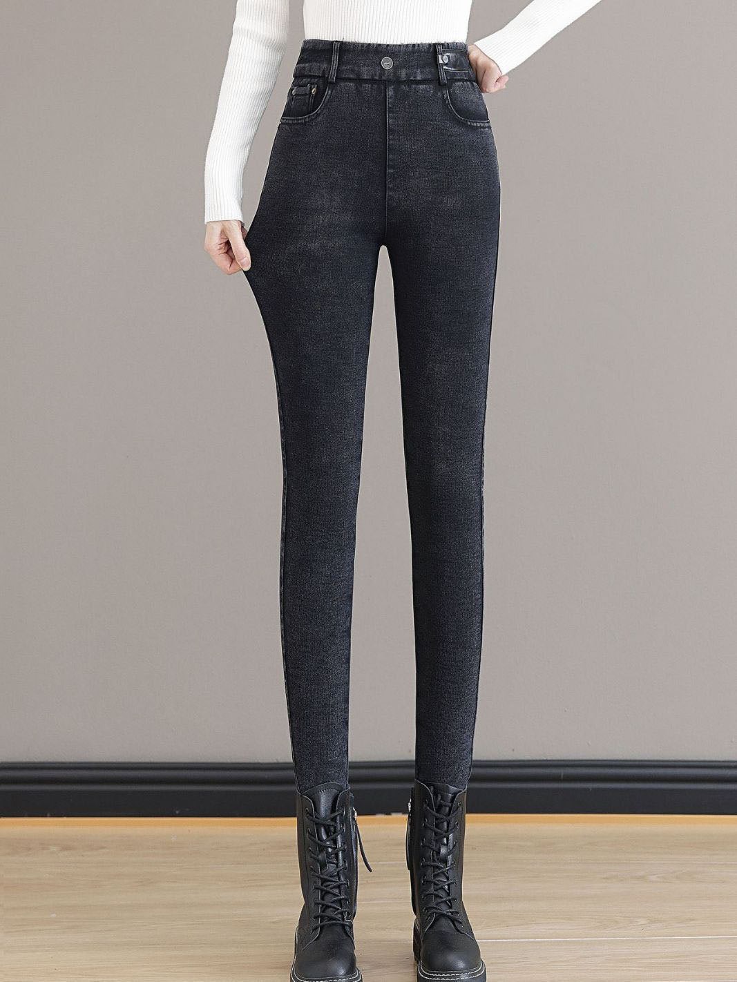 🔥2025 Black Friday Sale - 49% Rabatt🔥Damen Hoch Taille Schlank Dehnen Warme Röhrenjeans