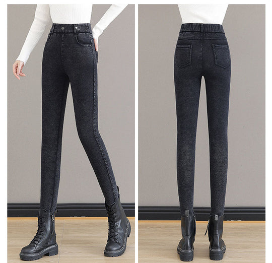 🔥2025 Black Friday Sale - 49% Rabatt🔥Damen Hoch Taille Schlank Dehnen Warme Röhrenjeans