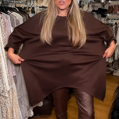 Asymmetrisches locker geschnittenes Sweatshirt & einfarbige Hose (Zweiteiler)