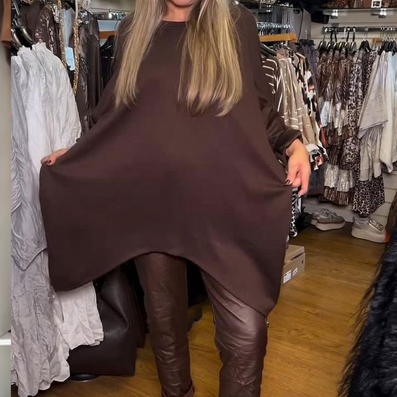 Asymmetrisches locker geschnittenes Sweatshirt &amp; einfarbige Hose (Zweiteiler)