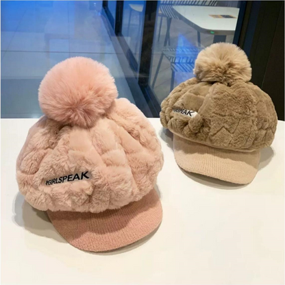 [Das beste Geschenk für sie] Warme Damenmütze mit kurzer Krempe für den Winter