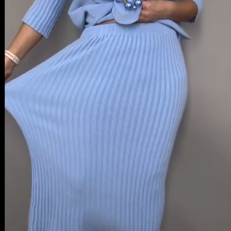 ✨🎅Weihnachtsangebote – Nur für kurze Zeit!⏰Elegantes 2-teiliges Set aus Strickpullover und Midirock