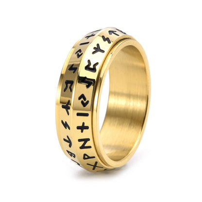 ✨🎅Weihnachtsangebote – Nur für kurze Zeit!⏰Titanium Steel Viking Rune Rotating Ring