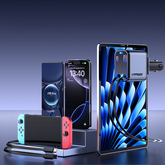 🏎️50 % Rabatt⚡🎅Multifunktionales Schnellladegerät für Autos mit einziehbarem Kabel