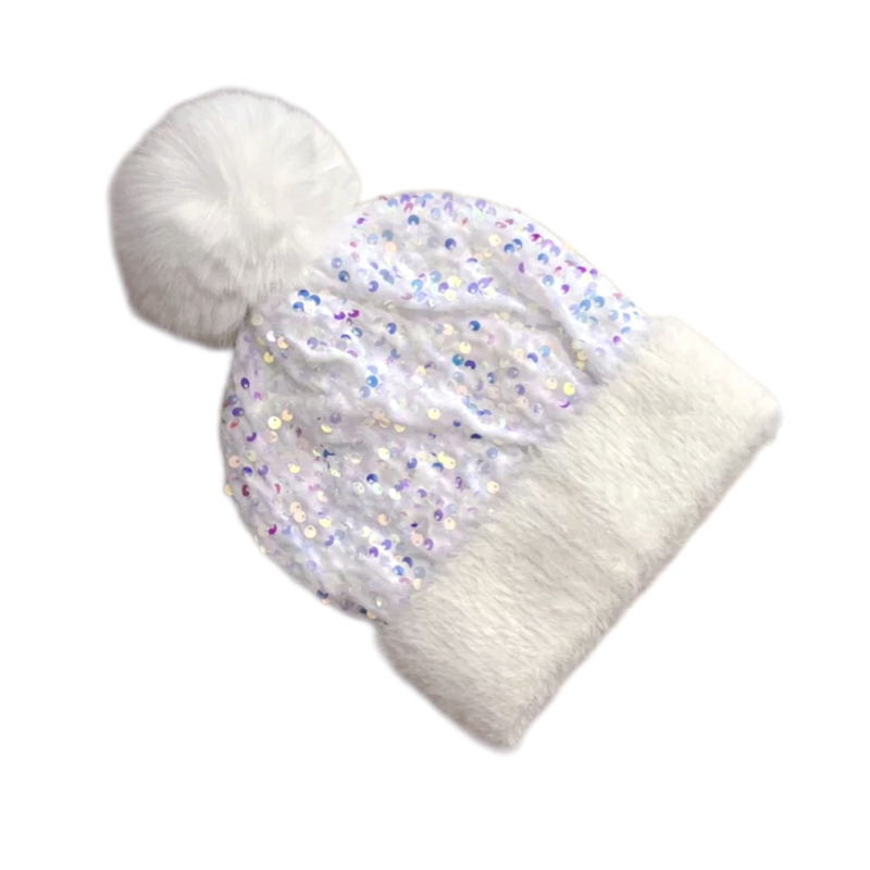 🎁Year-End Sale 50% OFF⚡✨Winter Sparkly Sequin Pom Beanie