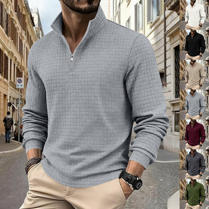 Herren-Sweatshirt mit Viertelreißverschluss und Jacquard-Muster