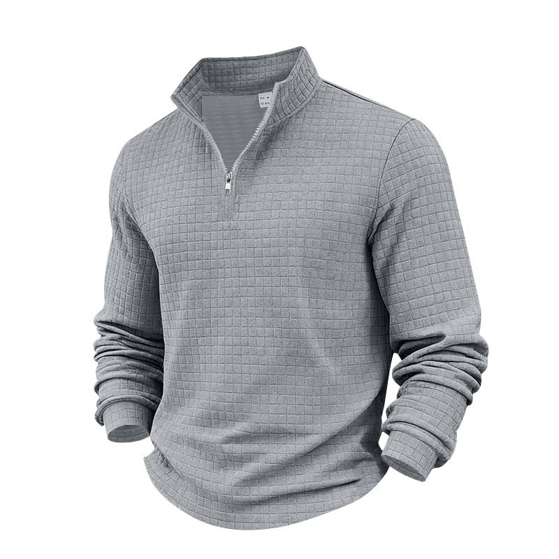 Herren-Sweatshirt mit Viertelreißverschluss und Jacquard-Muster