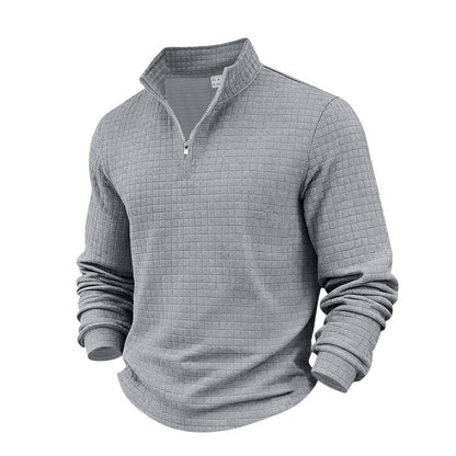 Herren-Sweatshirt mit Viertelreißverschluss und Jacquard-Muster