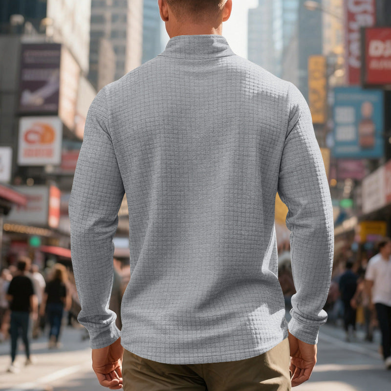 Herren-Sweatshirt mit Viertelreißverschluss und Jacquard-Muster
