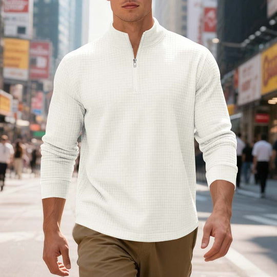Herren-Sweatshirt mit Viertelreißverschluss und Jacquard-Muster