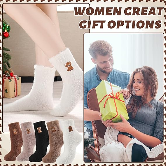 ⏳LETZTER TAG DES SALE 50 % RABATT!🔥Süße, warme Plüschsocken für Damen mit Highland-Kuh-Stickerei