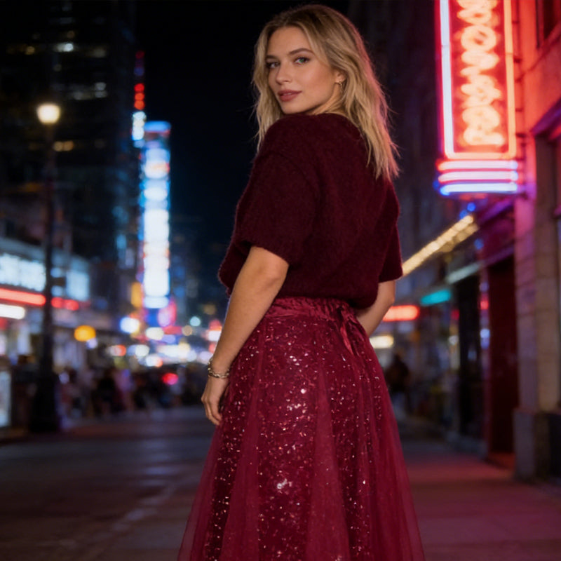 ⏳Zeitlich begrenzt 47% Rabatt💥Sparkle-Top und Tüllrock für Damen