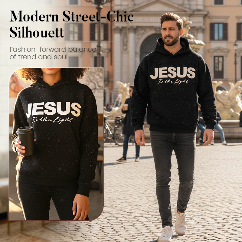 Chic Sparkling Sequins JESUS Is the Light Hoodie
