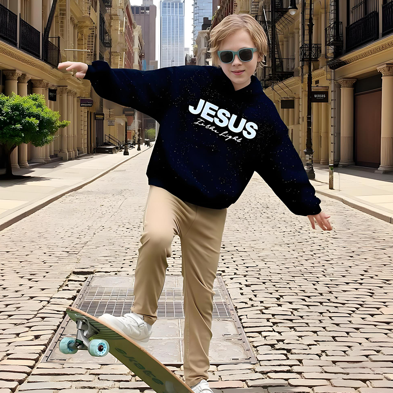 Chic Sparkling Sequins JESUS Is the Light Hoodie