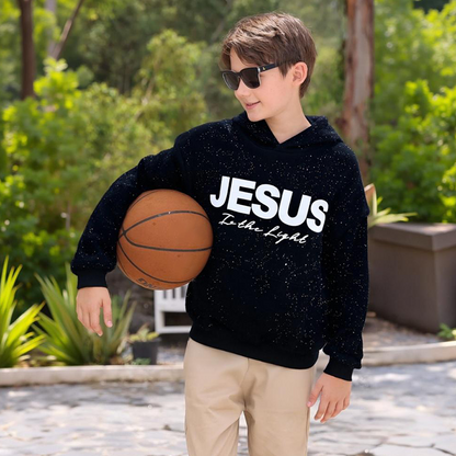 Chic Sparkling Sequins JESUS Is the Light Hoodie