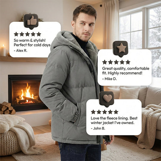 🔥Solange der Vorrat reicht 50 % Rabatt!🎉Kältebeständiger, winddichter Herrenmantel mit Kapuze und Thermofutter