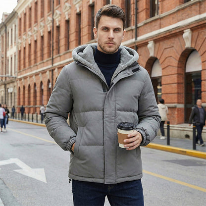 🔥Solange der Vorrat reicht 50 % Rabatt!🎉Kältebeständiger, winddichter Herrenmantel mit Kapuze und Thermofutter