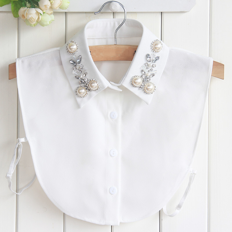Elegant Faux Pearl &amp; Rhinestone Fake Collar