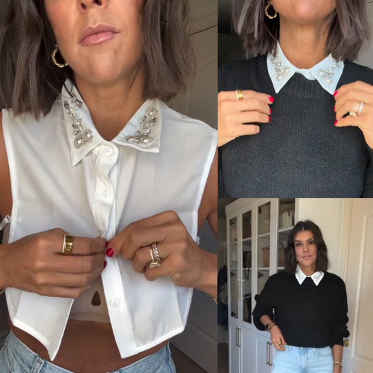 Elegant Faux Pearl &amp; Rhinestone Fake Collar