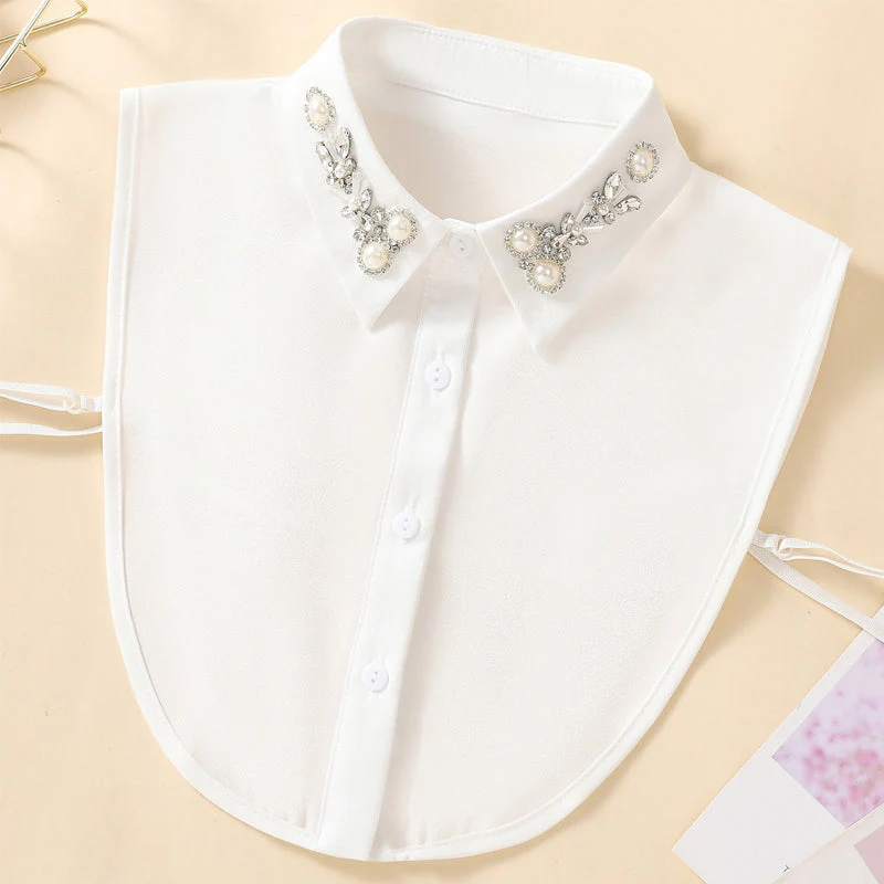Elegant Faux Pearl &amp; Rhinestone Fake Collar