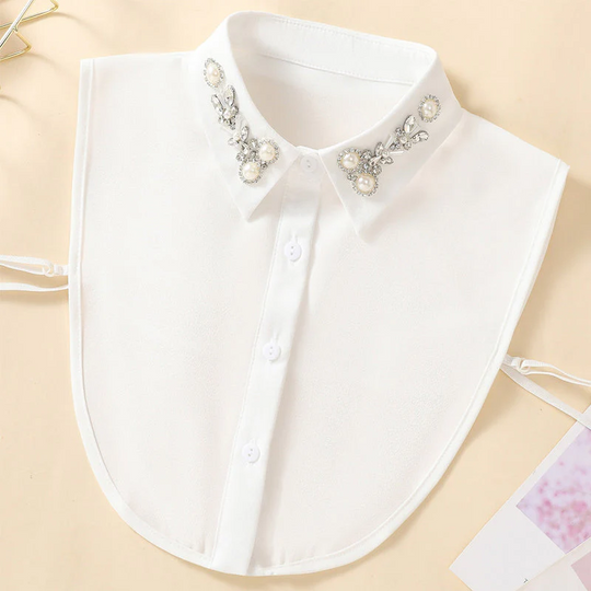 Elegant Faux Pearl &amp; Rhinestone Fake Collar