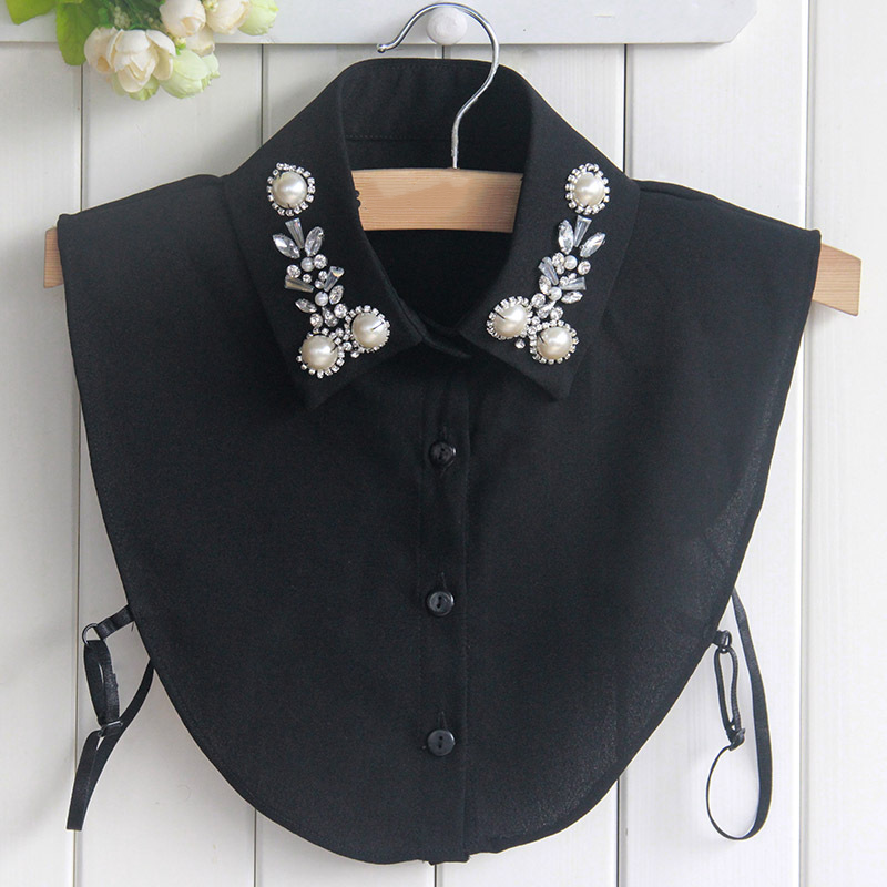 Elegant Faux Pearl &amp; Rhinestone Fake Collar