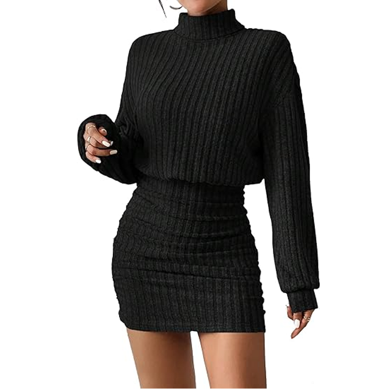 Damen Strick Bodycon Kleid