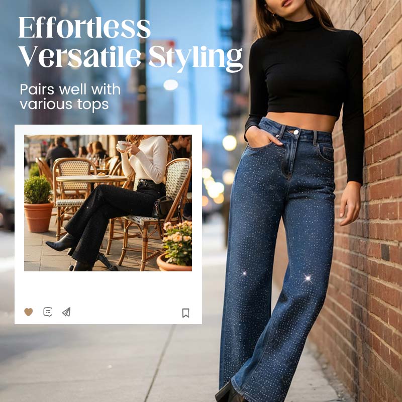 ⏳Zeitlich begrenzt 50 % Rabatt💥Modische Jeans für Damen mit Strassverzierung