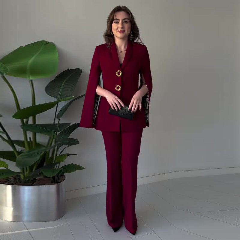 Elegantes 2-teiliges Set für Damen mit Blazer und Hose mit geteilten Ärmeln